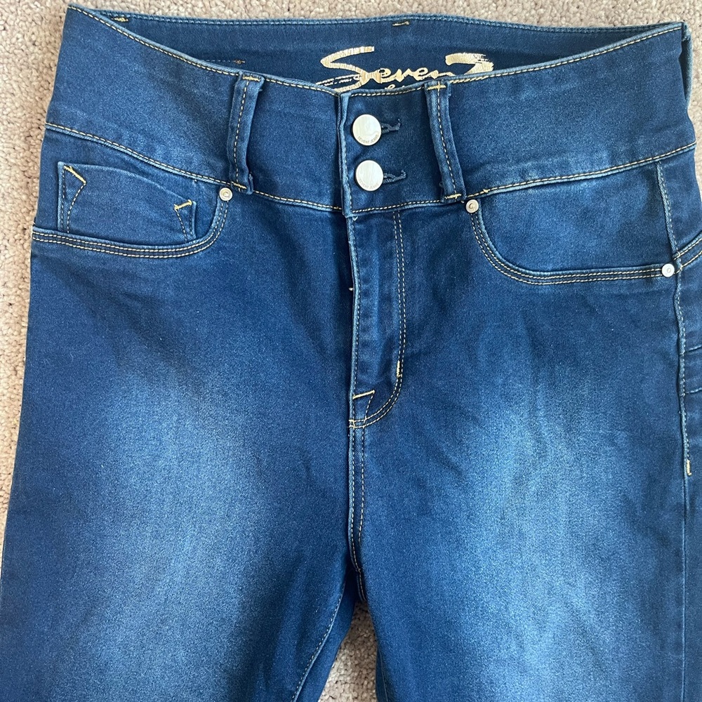 Seven7 Blue High Rise Jeans with Natural Fade